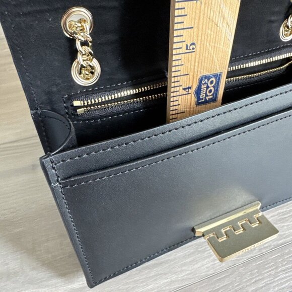 Zac Posen Earthette Pearl Lady Mini Chain Leather Purse Bag NEW Black & Gold - Picture 9 of 10